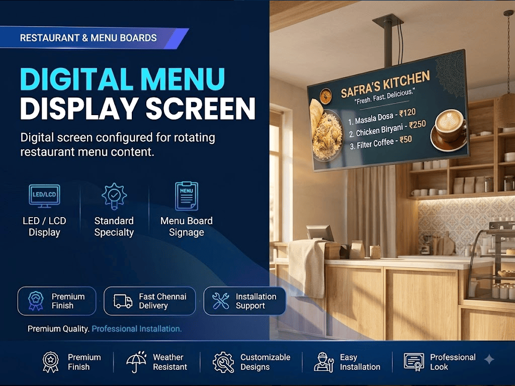 Digital Menu Display Screen