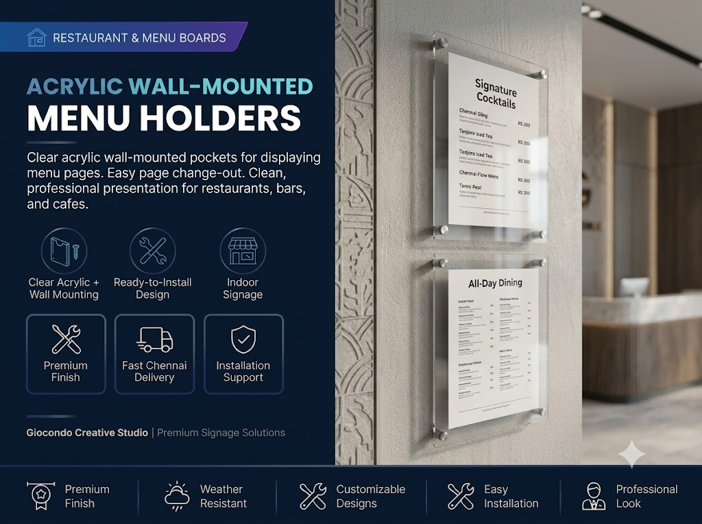 Acrylic Wall-Mounted Menu Holders