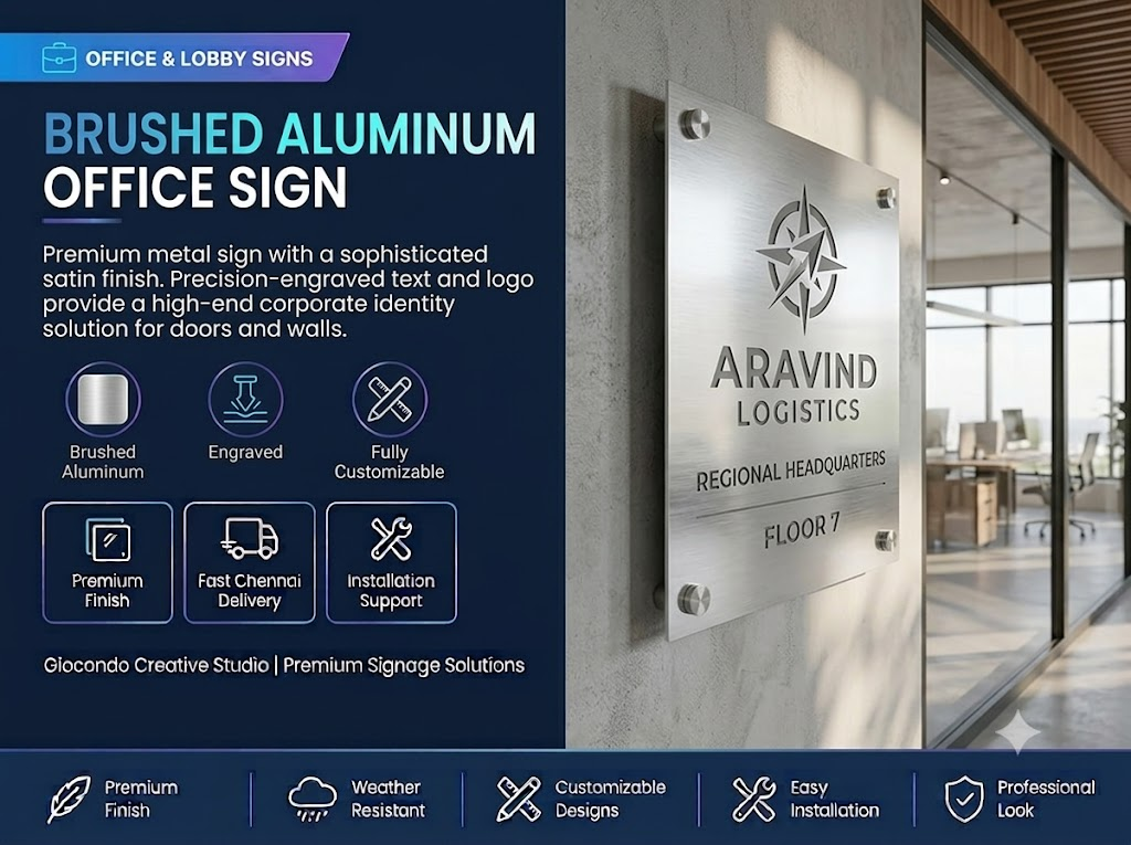 Brushed Aluminum Office Sign