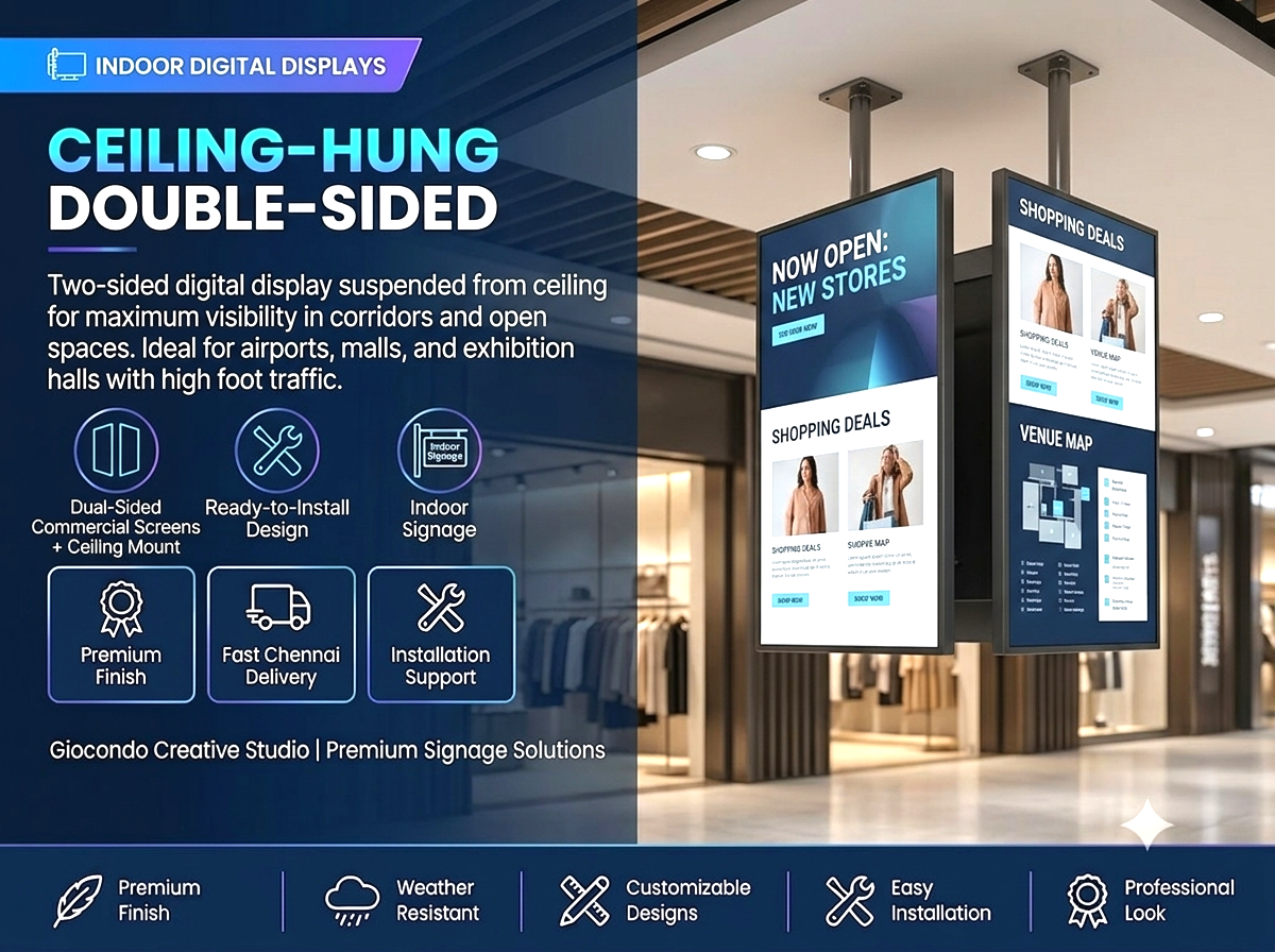 Ceiling-Hung Double-Sided Digital Displays