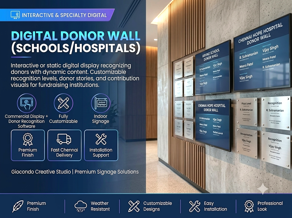 Digital Donor Wall (Schools/Hospitals)