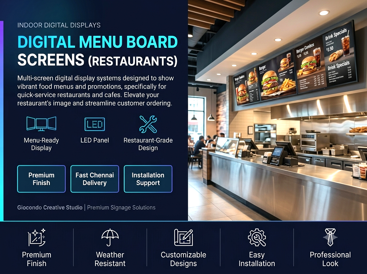 Digital Menu Board Screens (Restaurants)