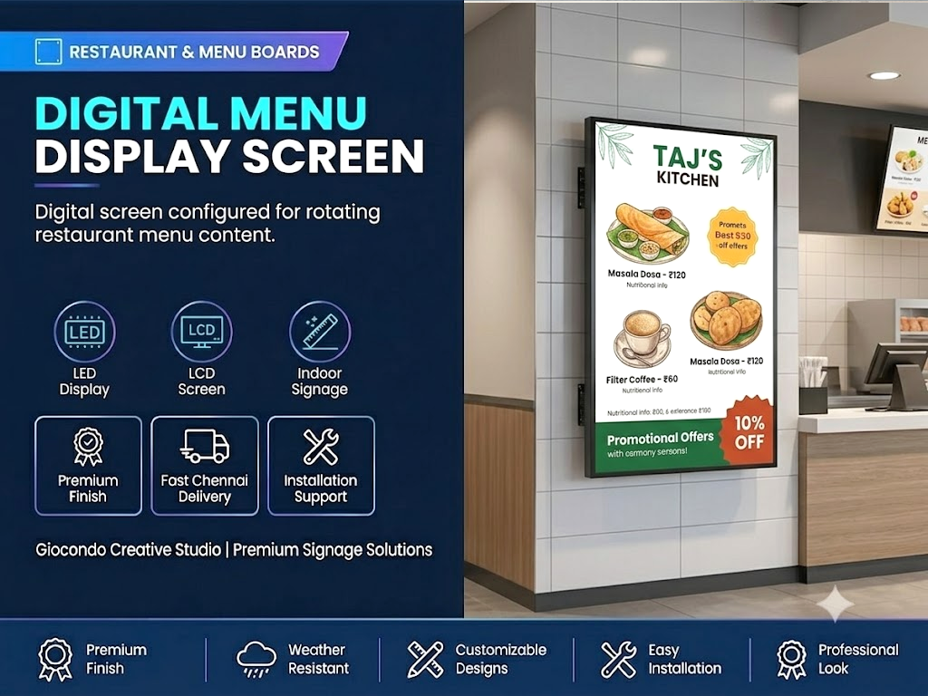 Digital Menu Display Screen