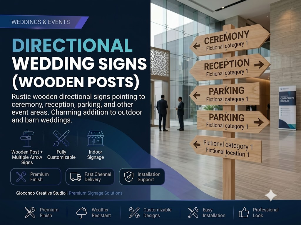 Directional Wedding Signs (Wooden Posts)