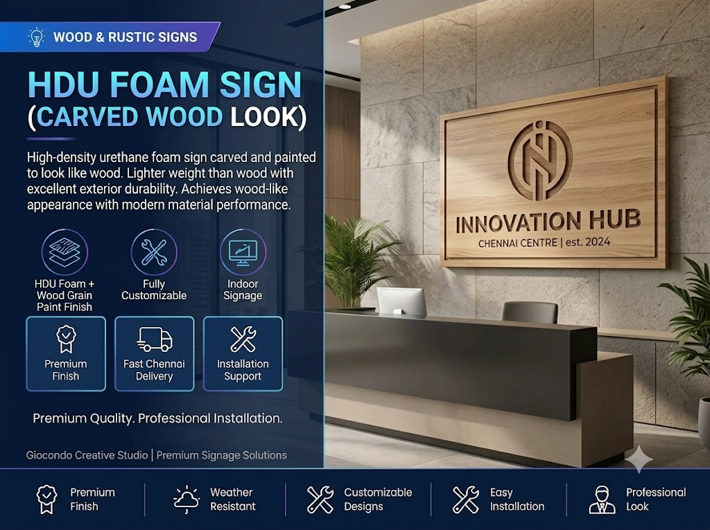 HDU Foam Sign (Carved Wood Look)