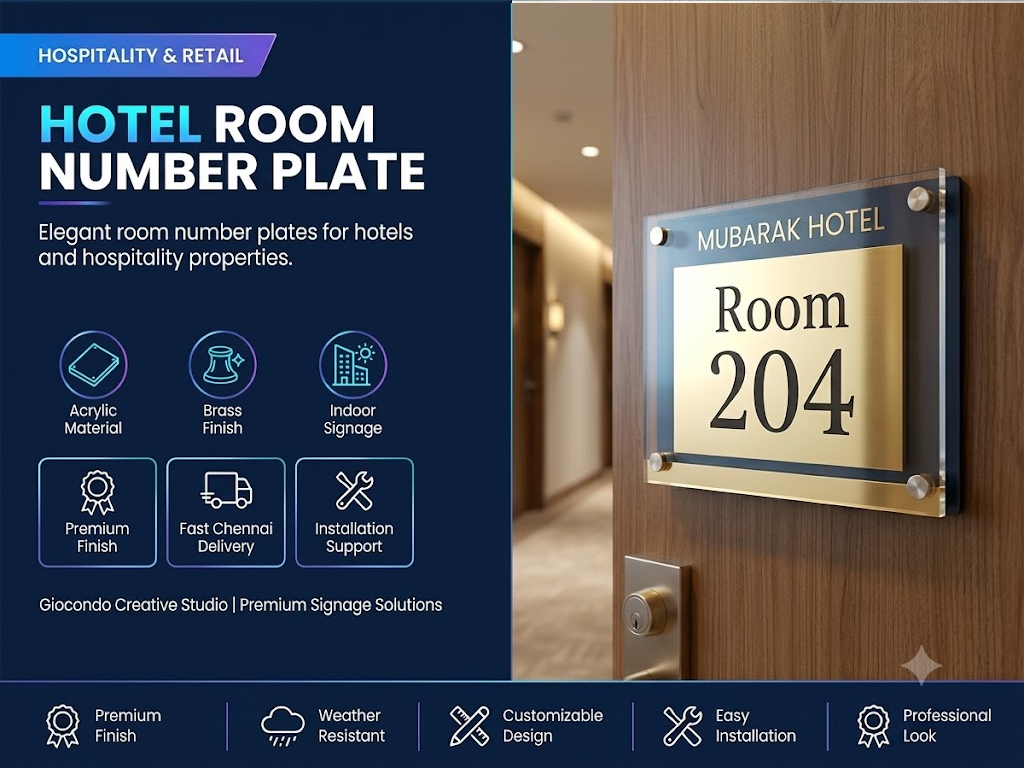 Hotel Room Number Plate