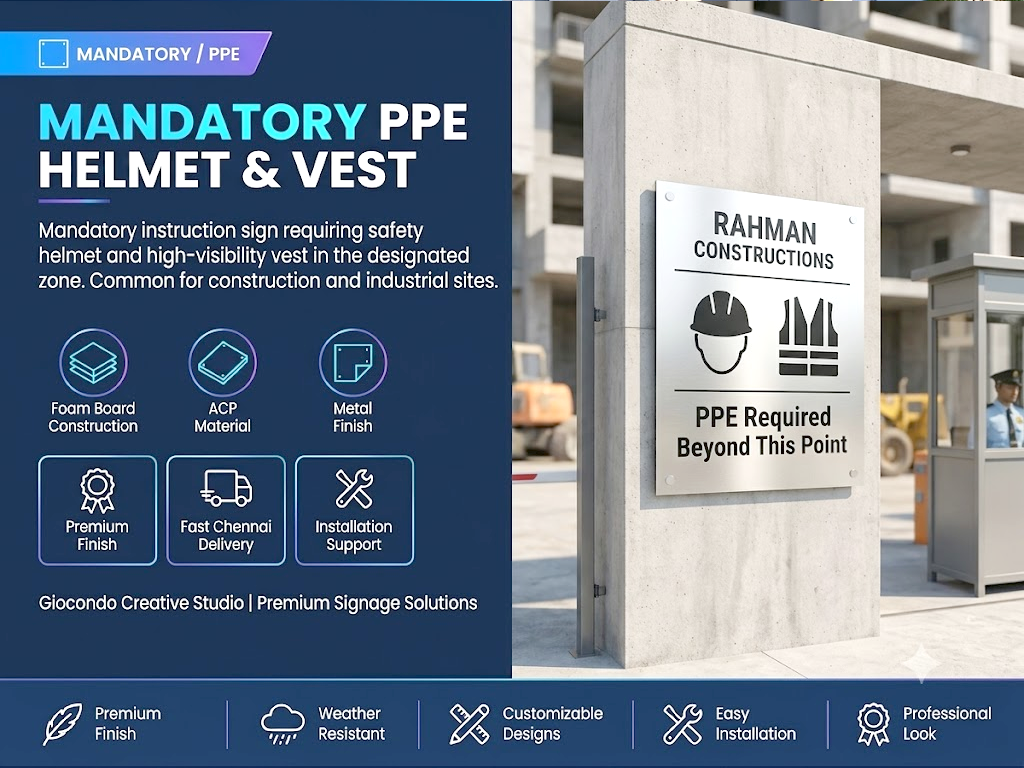 Mandatory PPE Sign (Helmet & Vest)
