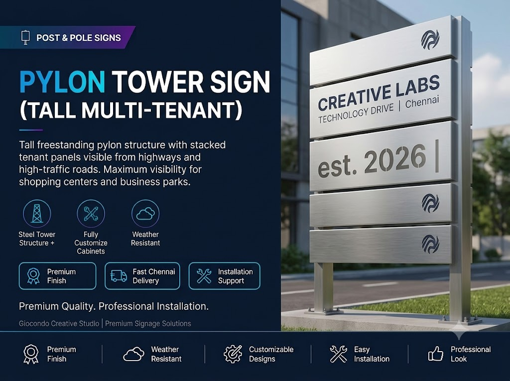 Pylon Tower Sign (Tall Multi-Tenant)