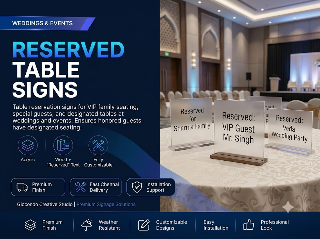 Reserved Table Signs