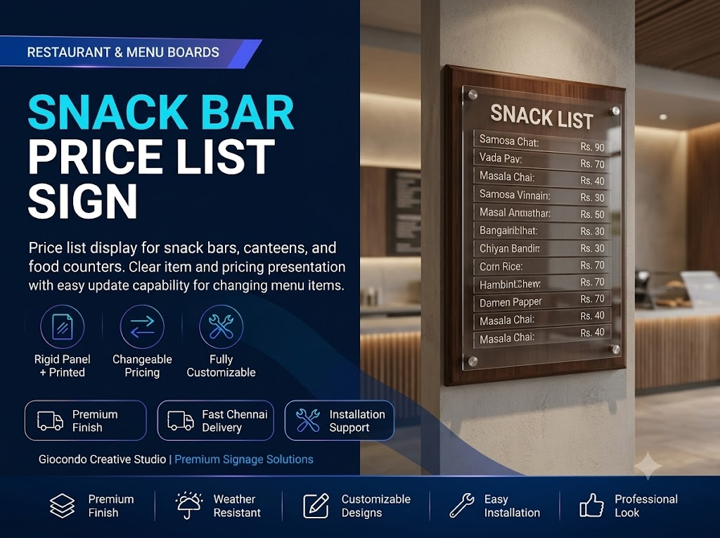 Snack Bar Price List Sign
