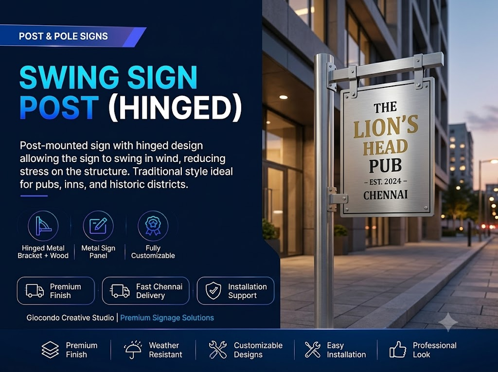 Swing Sign Post (Hinged)