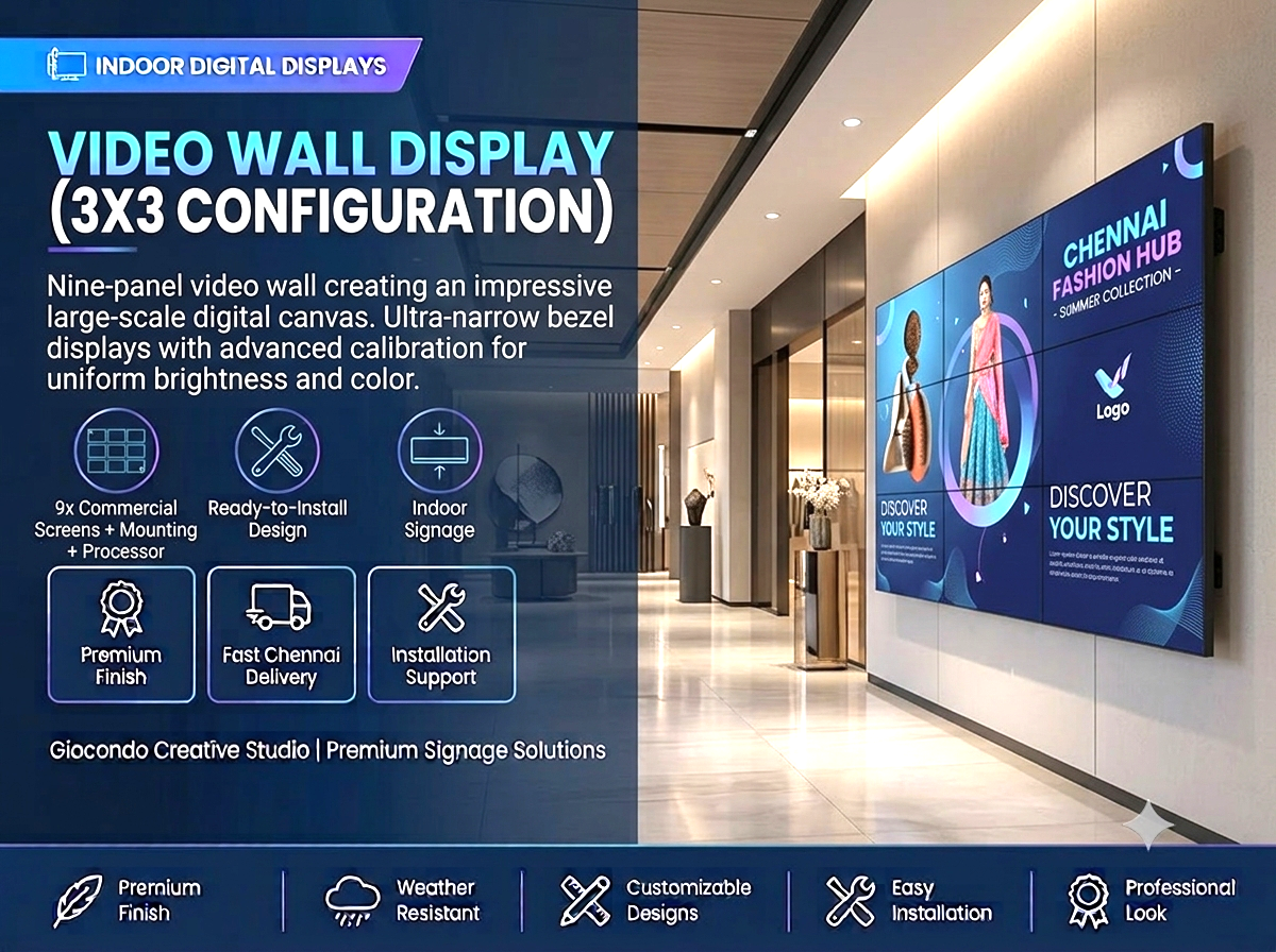 Video Wall Display (3x3 Configuration)