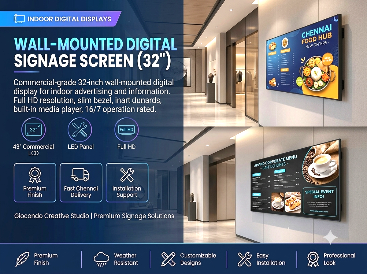 Wall-Mounted Digital Signage Screen (32")