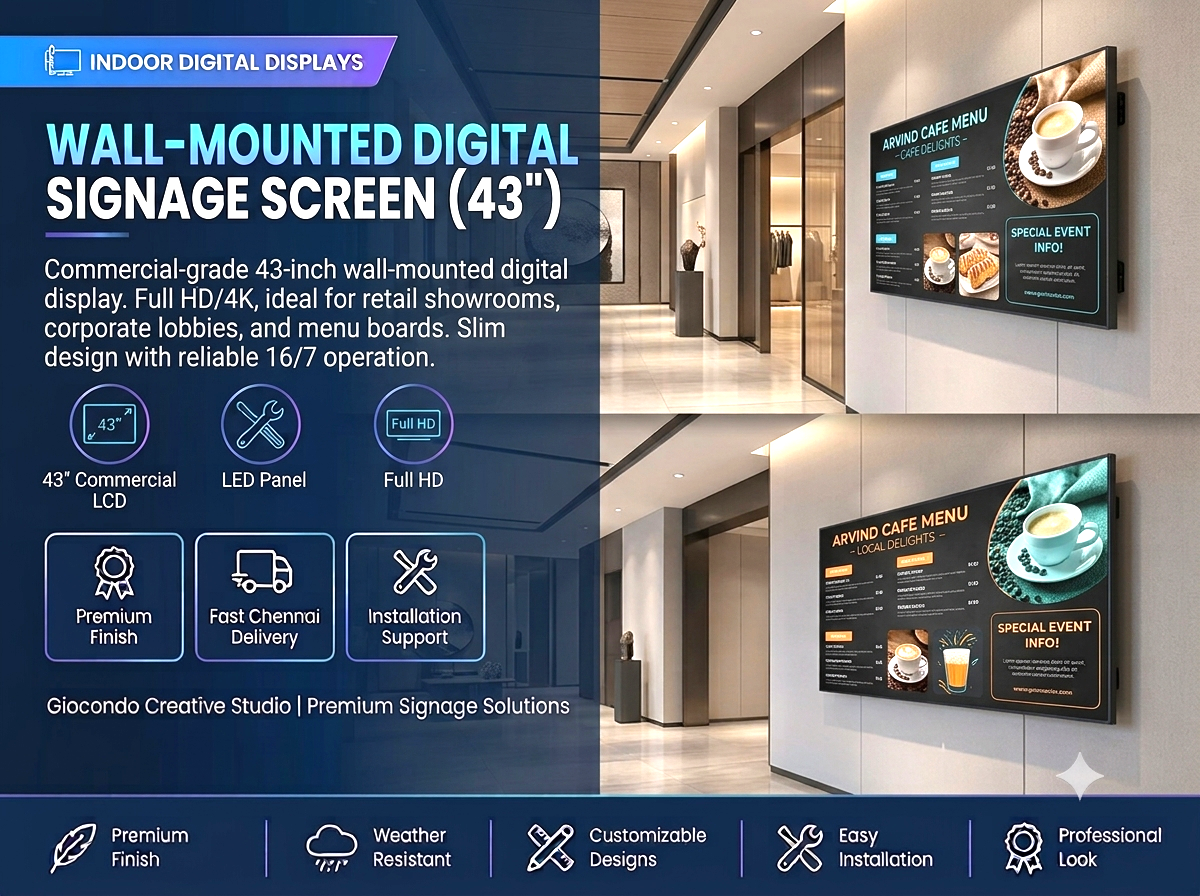 Wall-Mounted Digital Signage Screen (43")