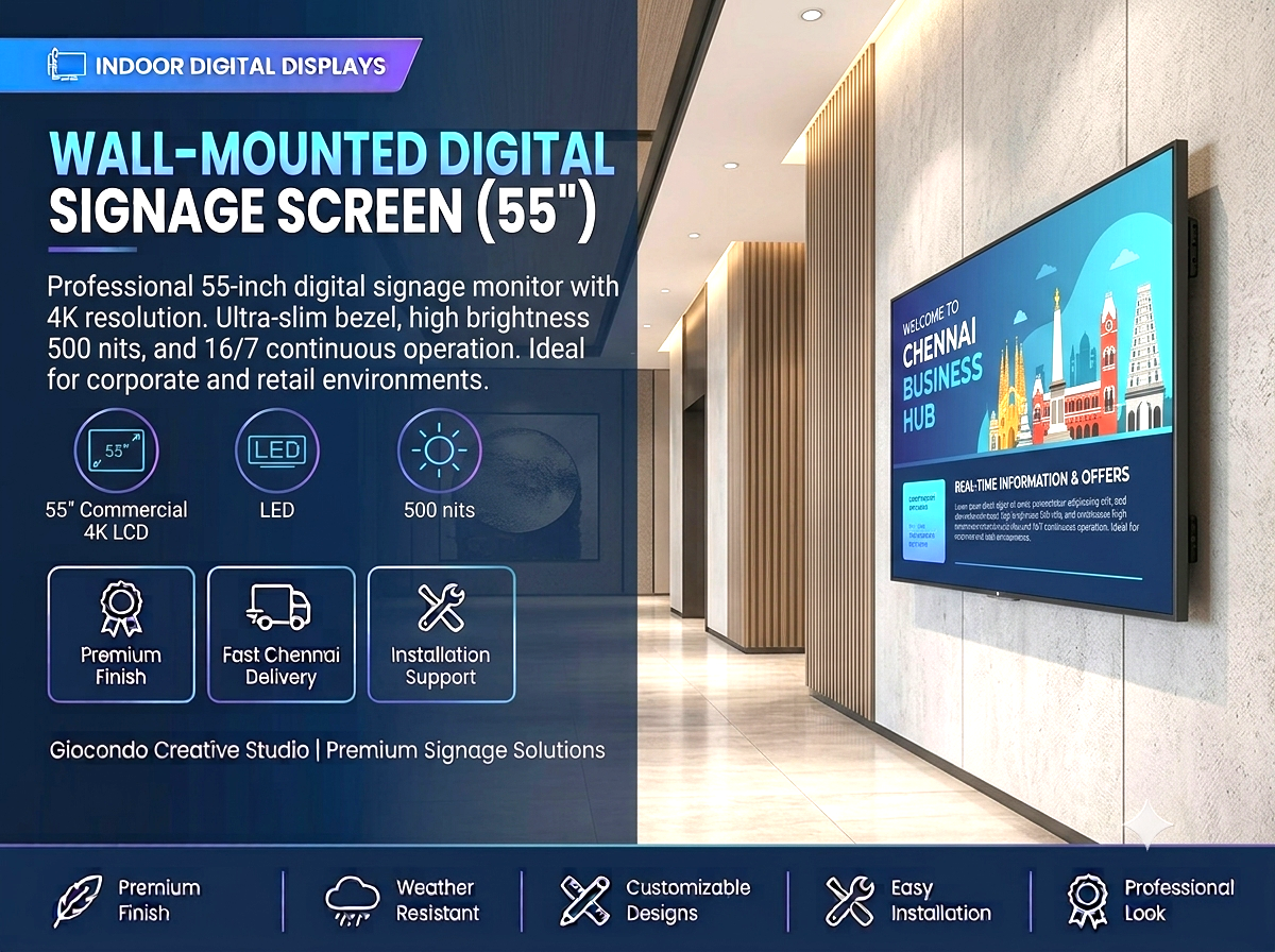 Wall-Mounted Digital Signage Screen (55")