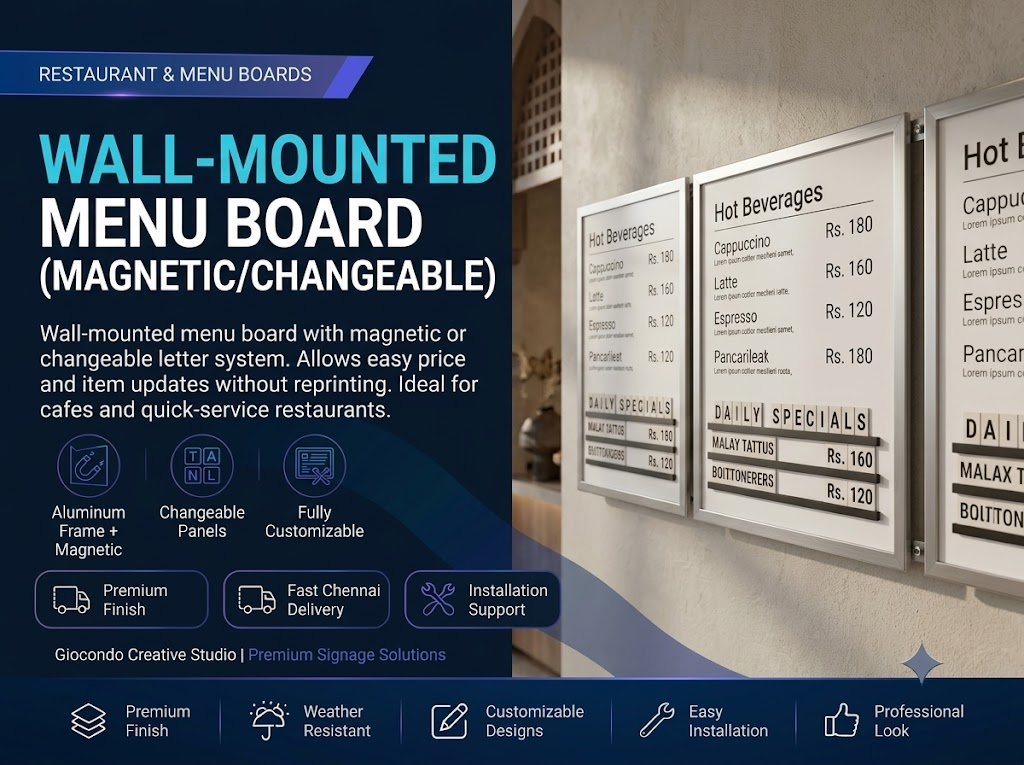 Wall-Mounted Menu Board (Magnetic/Changeable)